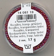 Rayher rocailles 2 mm transp. donkerrood 17 gr. 1406119 (Locatie: K3) - Img 2