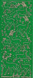 Starform stickervel rendieren glitter groen/goud 7076 (Locatie: Q138 )