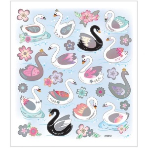 Stickers, vel 15x16,5 cm, zwanen, 28876 (Locatie: 0401)