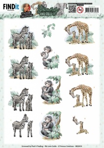 Yvonne Creations stansvel zebra, aap, griaffe SB10914 (Locatie: 5637)