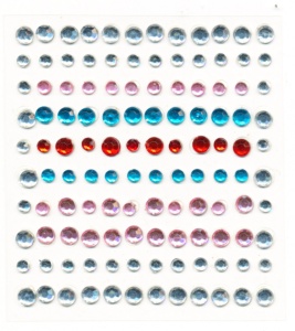 Zelfklevende glitterstenen assortiment van 4 kleuren 120 st.