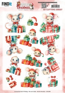Berrie's Beauties knipvel kerstmis muizen CD12385 (Locatie: 2520)