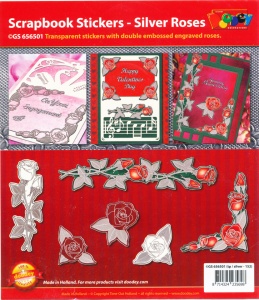 Doodey stickervel Rozen hoeken en randen transparant zilver GS656501