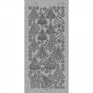 Find It stickervel kerstbomen glitter zilver CD3100 (Locatie: e017)