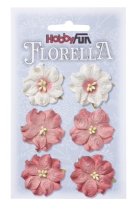 Florella, bloemen, roze, 6 stuks, 3.5 cm, 3866052
