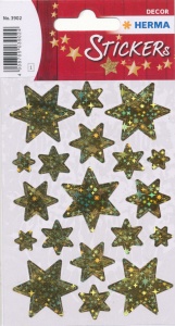 Herma stickers sterren holografisch goud 1 vel 3902 (Locatie: HE023)