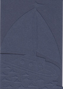Hobbypapier, 3x donkerblauwe dubbele kaart boot, 3x envelop (Locatie: gg001)