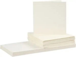Kaarten en enveloppen 15 x 15 cm off white 50 sets 23119