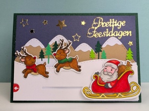 Kerstkaart slider met kerstslee
