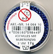 Rayher rocailles 2 mm donkerblauw met zilverdetail 17 gr. 1406410 (Locatie: K3) - Img 2