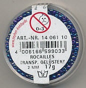 Rayher rocailles 2 mm transp. donkerblauw 17 gr. 1406110 (Locatie: K3) - Img 2