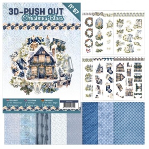 Stansboek Christmas Blues, 24 afbeeldingen en 8 designpapier, 3DPO10057 (Locatie: 2520)