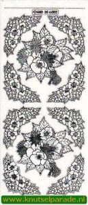 Stickervel transparant zilver bloemen MD356502 (Locatie: R051)