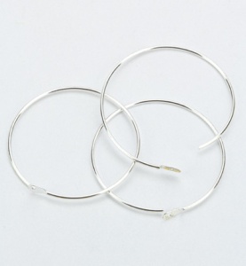 6x Oorhanger, rond zilverkleur, diameter: 25 mm
