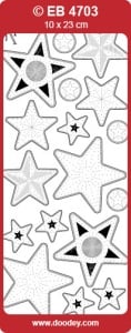 Doodey borduur stickervel transparant zilver sterren EB4703 (Locatie: s157)