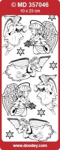 Doodey stickervel transparant zilver engelen MD357046 (Locatie: t019)