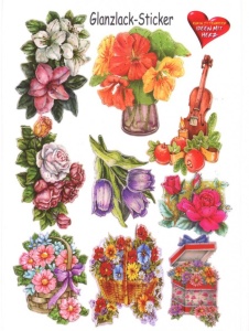 Glanssticker bloemen, A4 (Locatie: 4421)