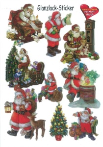 Glanssticker kerstman, A4 (Locatie: 0827)