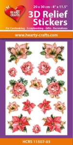 Hearty Crafts 3D Relief Stickers Christmas Flowers HCRS11507-03 (Locatie: 4419)