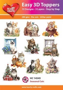 Hearty Crafts Easy 3D Toppers Seasonal Cats HC14345