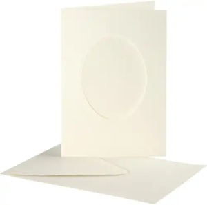 Kaarten & Enveloppen Passepartout Ovaal 10,5x15 cm Off-white 10 stuks 23722 (Locatie: K3)
