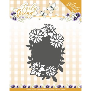Precious Marieke snij- en embosmal Early Spring - Spring Flowers Oval Label PM10114 (Locatie: M051)