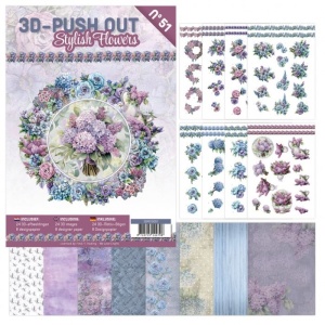 Stansboek Stylish Flowers 24 afbeeldingen en 8 designpapier, 3DPO10051 (Locatie: 1139)