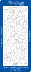 Starform sticker kerst glitter transparant zilver 7067 (Locatie: C246)