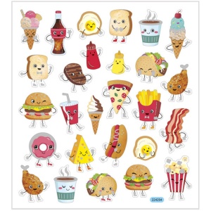Stickers, vel 15x16,5 cm, fast food, 29079 (Locatie: 1251)