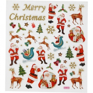 Stickers, vel 15x16,5 cm, kerstman en rendier, 298921 (Locatie: 0607)