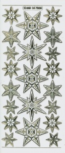 Stickervel kerststerren transparant goud MD357050 (Locatie: S123 )