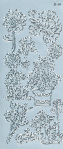 Stickervel zilver bloemen 182 (Locatie: e109)