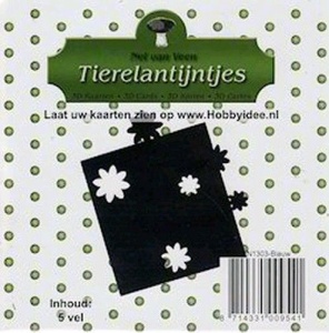 Tierelantijntje kartonnen deco-bloemen uit stansvellen 5 vel blauw N1303 (Locatie: N213 )