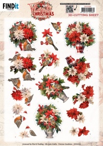 Yvonne Creations knipvel kerstmis bloemenvaas CD12359 (Locatie: 0617)