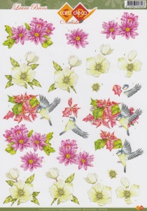 Card Deco knipvel bloemen en vogels CD10252 (Locatie: 4816)