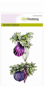 CraftEmotions clearstamp A6 takken met kerstballen Purple Holiday 130501/1051 (Locatie: NN009)