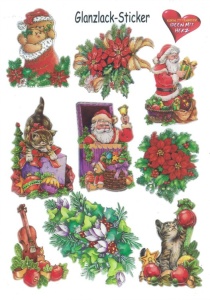 Glanssticker kerstmis, A4 (Locatie: 1351)