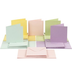 Kaarten en enveloppen 15 x 15 cm pastelkleuren 50 sets 23118