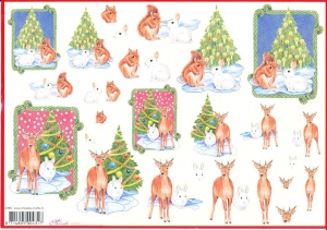 Mireille, decoupage sheet, christmas/animals X380 (Locatie: 2693)