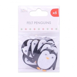 Simply Creative Vilten pinguins, 6 stuks