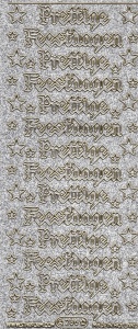 Starform sticker Prettige Feestdagen glitter zilver / goud 286 (Locatie: T159)