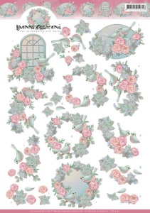 Yvonne Creations knipvel vogel en rozen CD11152 (Locatie: 1616)