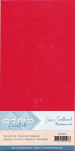 Card Deco linnen karton 13.5 x 27 cm kerstrood 10 stuks LKK-4K34