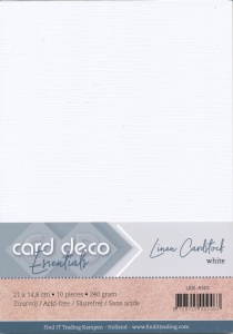 Card Deco linnen karton A5 wit, 10 vel LKK-A501