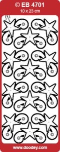 Doodey borduur stickervel transparant zilver sterren EB4701 (Locatie: s141)