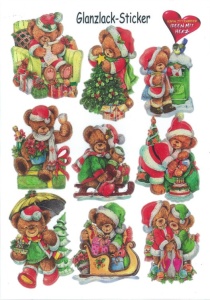 Glanssticker kerstmis beren, A4 (Locatie: 4440)