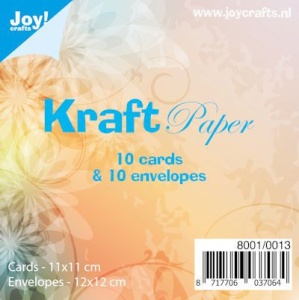 Joy Crafts! Kraft Paper 10 bruine vierkante kaarten met envelop 12 x 12 cm 8001/0013 - Img 1
