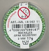 Rayher rocailles 2 mm lichtgroen 17 gr. 1406211 (Locatie: K3) - Img 2