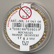 Rayher rocailles 2 mm transp. goud 17 gr. 1406106 (Locatie: K3) - Img 2