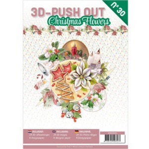 Stansboek Christmas Flowers, 24 afbeeldingen en 8 designpapier, 3DPO10030 (Locatie: 4545)